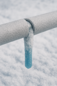 frozen pipe wrapped in insulation