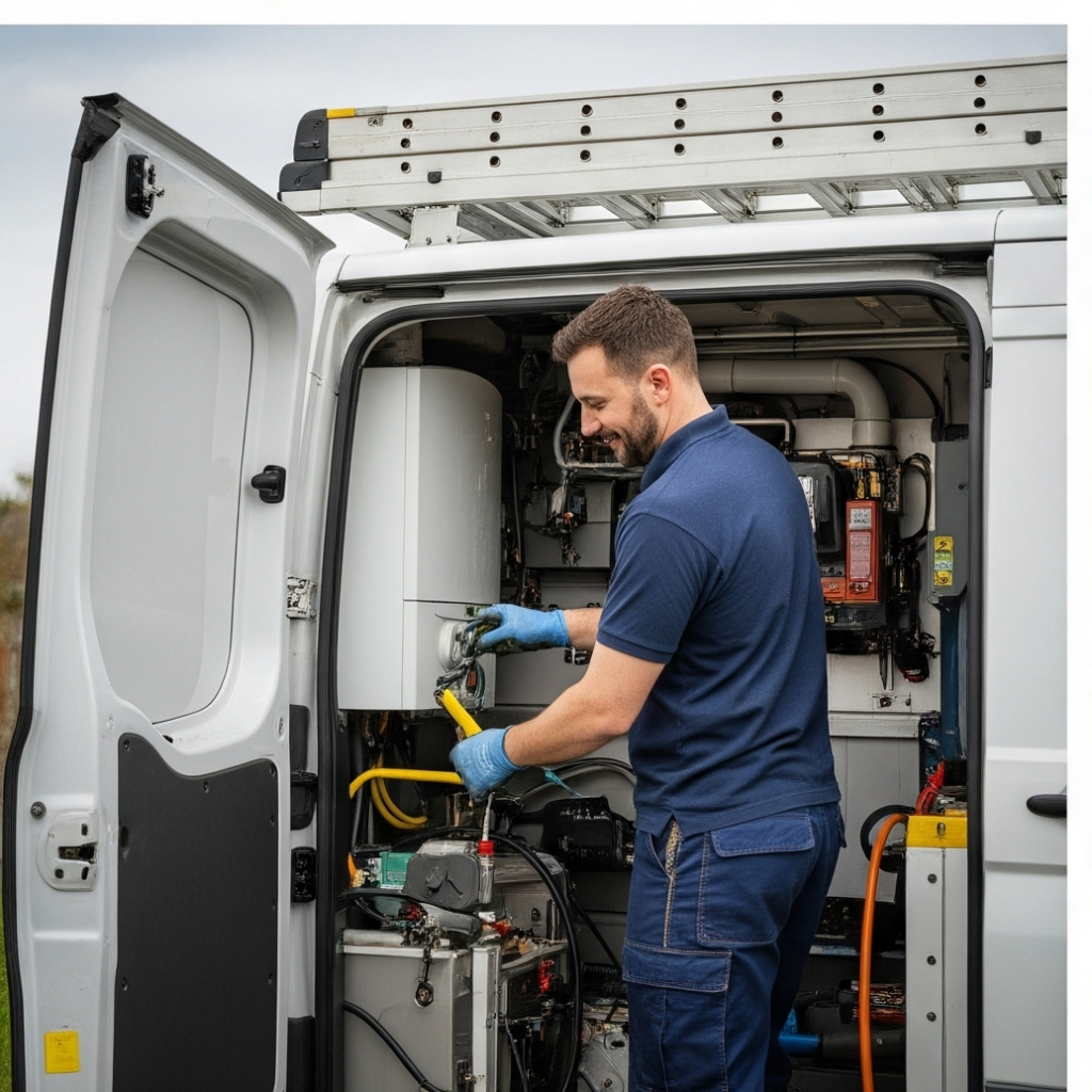 Close-up of a smart EV charging unit with Anglian PHE branding.