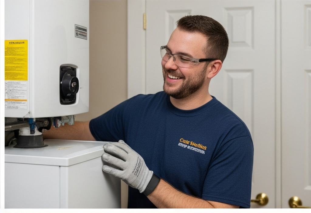 Modern consumer unit with safety switches being inspected.