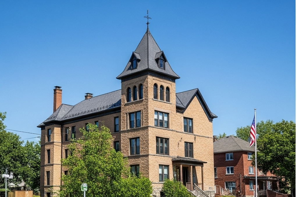 Outdoor security light installation by a professional.