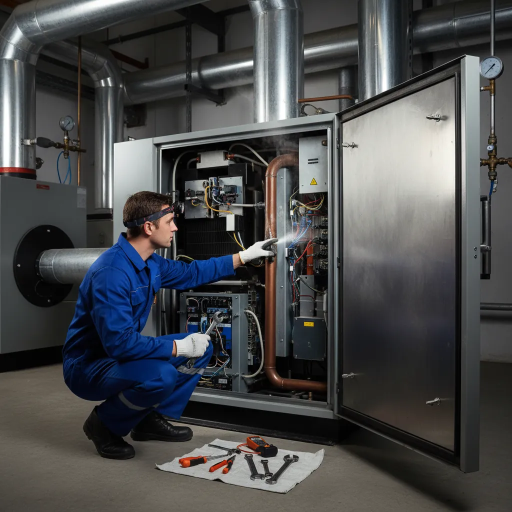 Engineer fixing boiler fault in a Colchester home