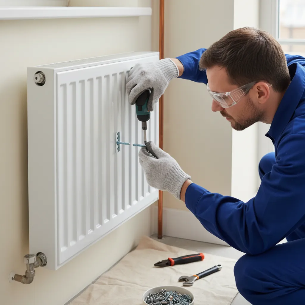 Heating engineer discussing repair costs