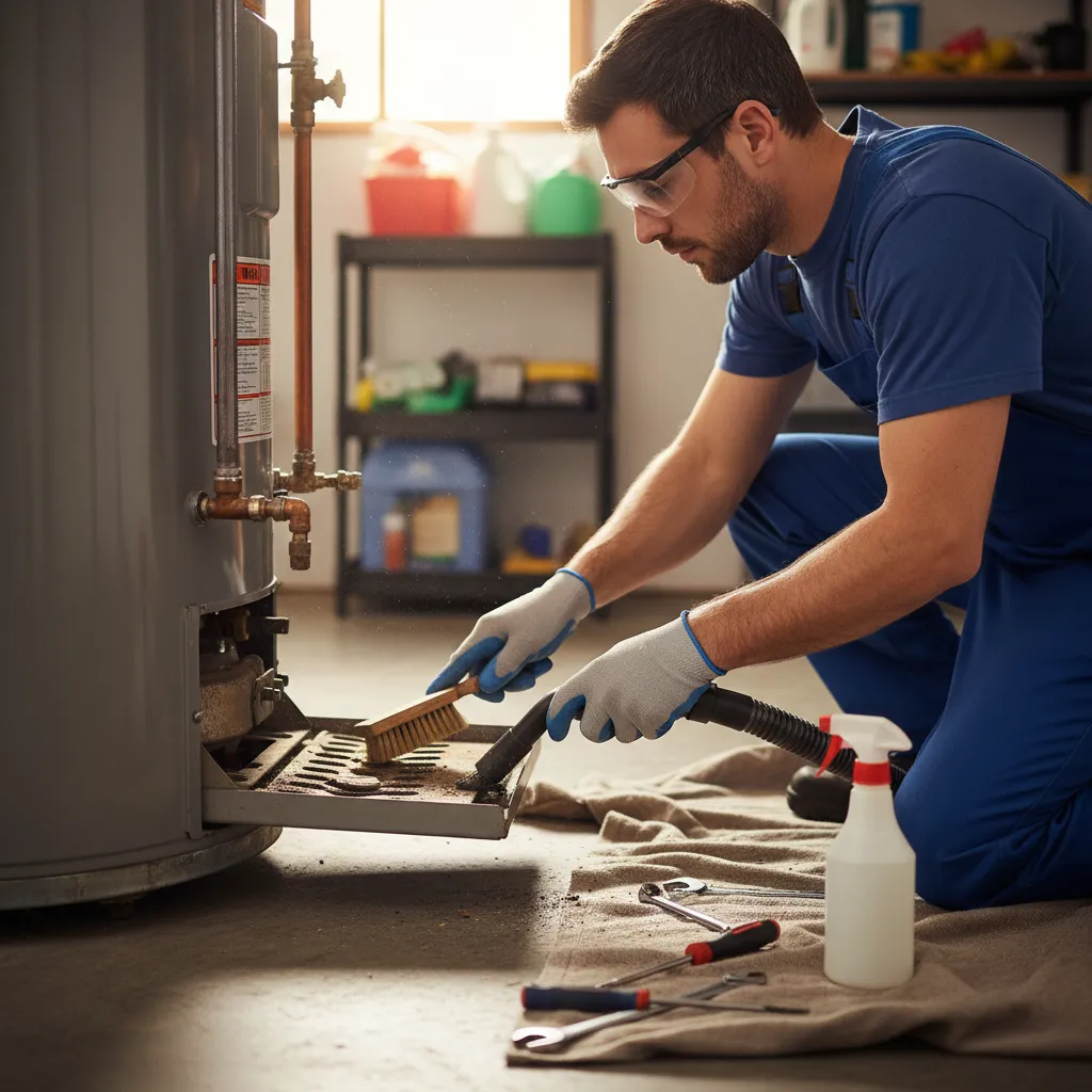 Gas water heater burner cleaning