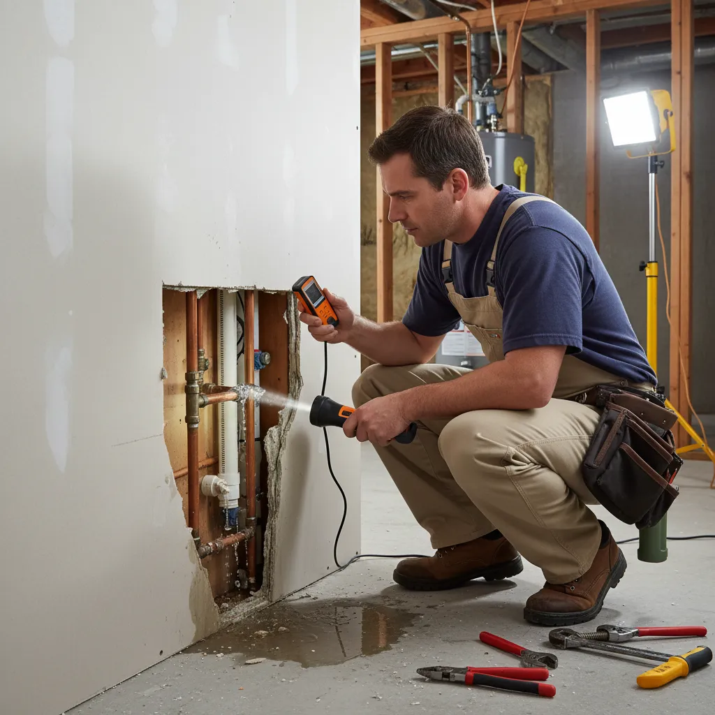 Leak Detection Specialist Using Equipment in Great Dunmow