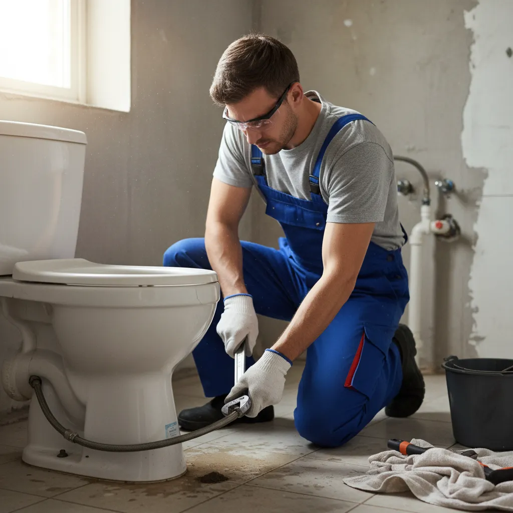 Repairing a broken toilet float valve
