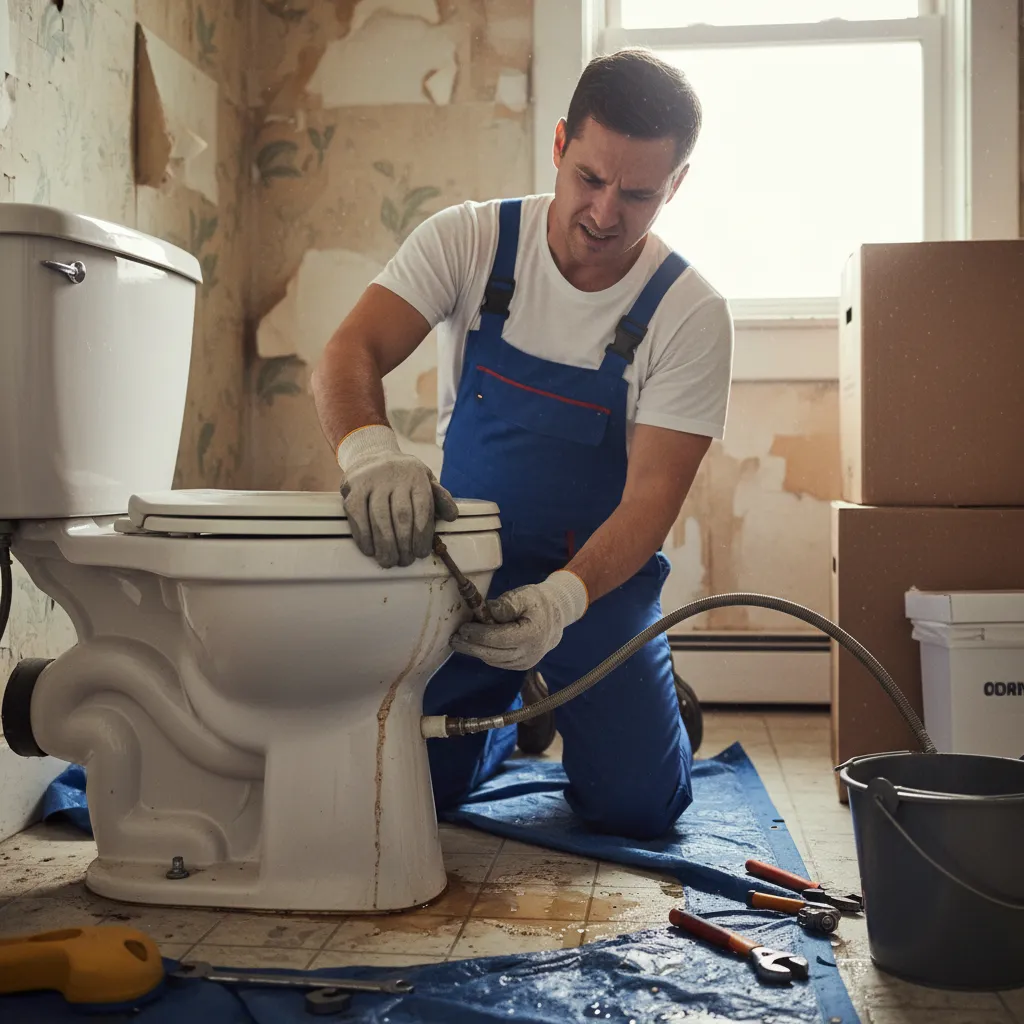 Emergency Plumber fixing toilet