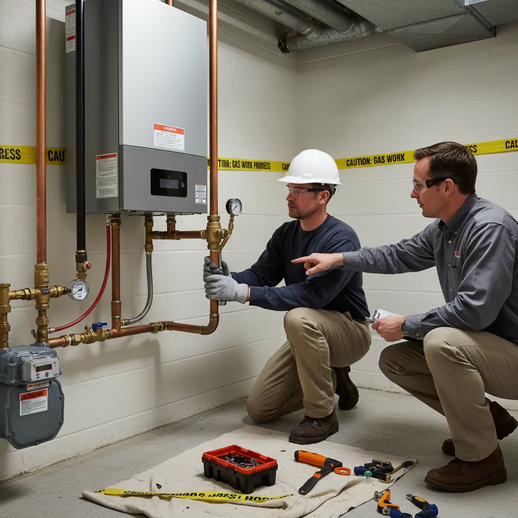 Safe gas pipe installation for a new boiler by Gas Safe engineer