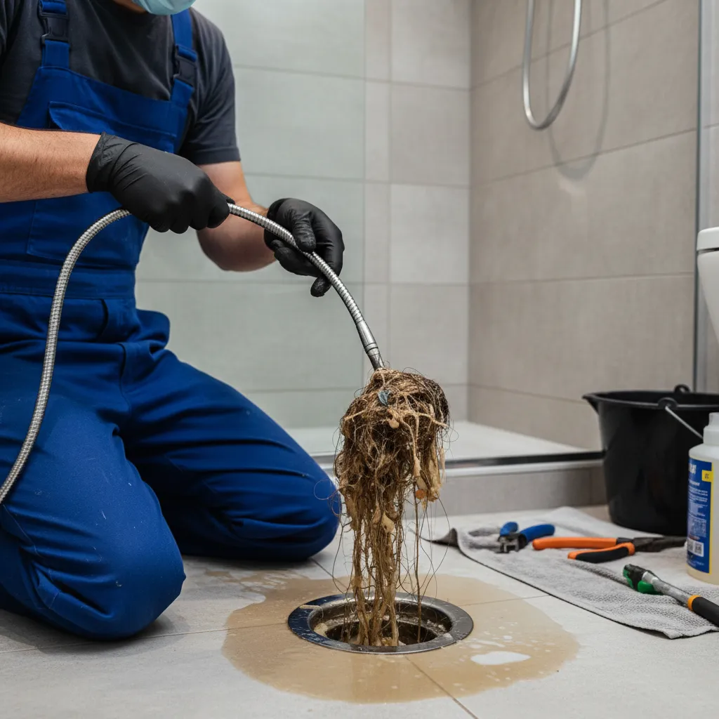 Shower drain hair clog removal near Friars Street