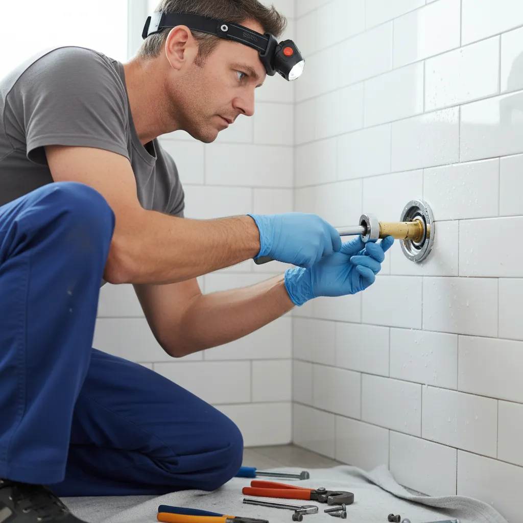 AnglianPHE Ltd. expert plumber repairing a shower in Chelmsford