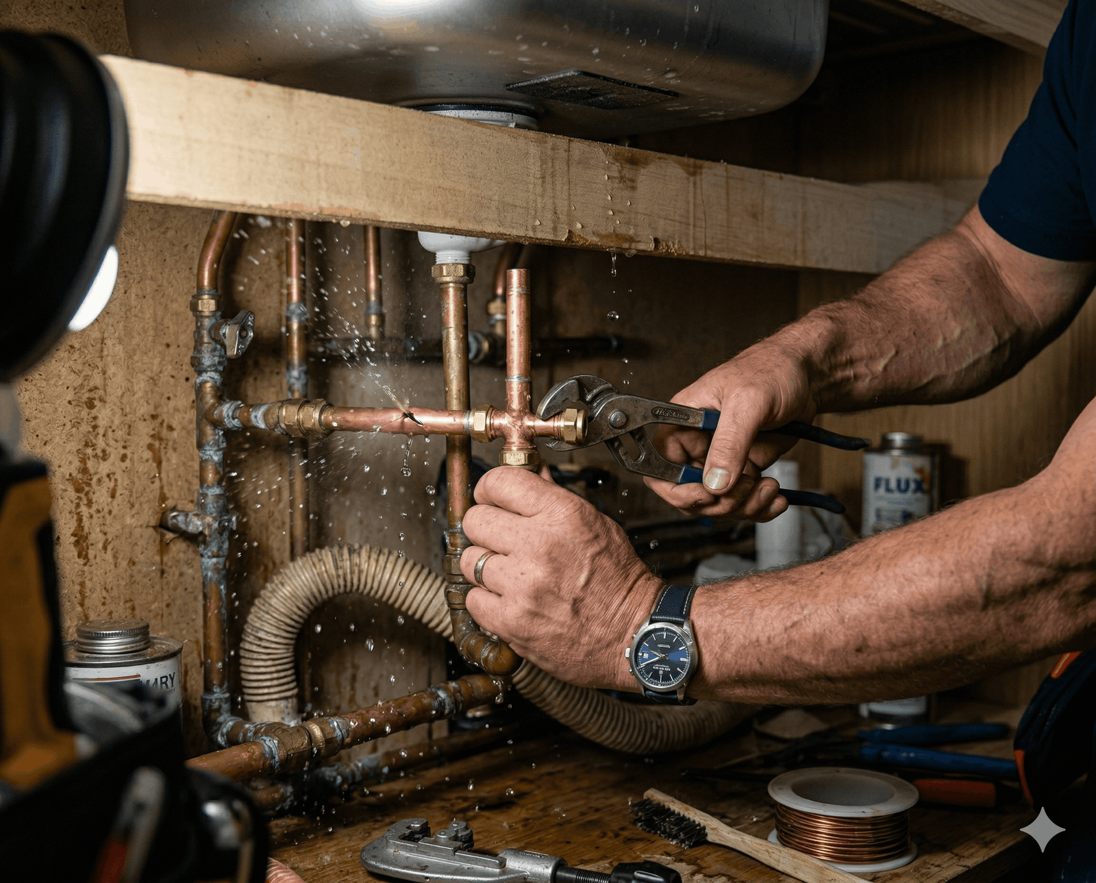 Local plumber near me Kirkstead – AnglianPHE engineer working on pipework