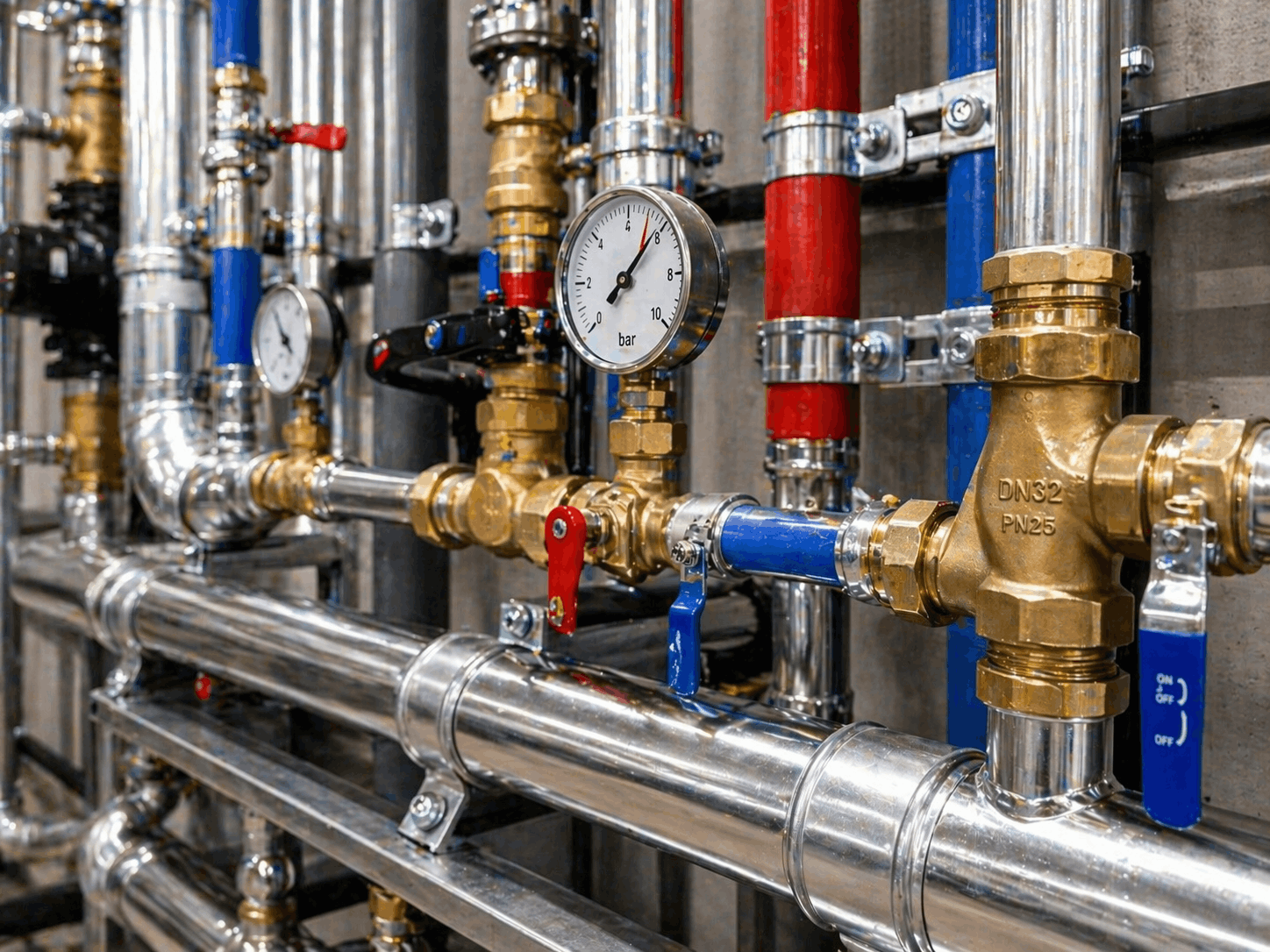 Precision pipework installation for commercial heating system in Halstead