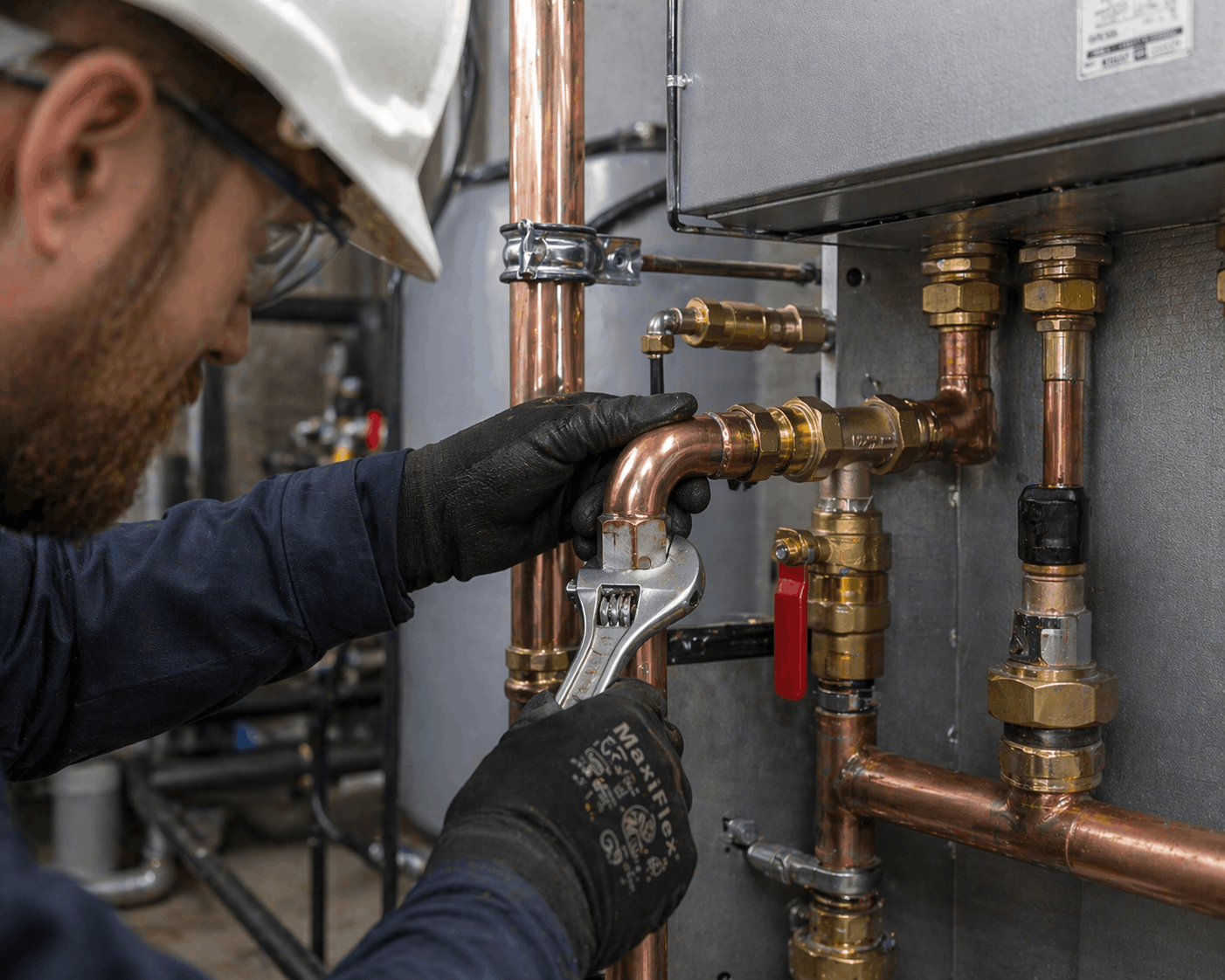 Detailed pipework reconfiguration for commercial boiler replace installation in Cambridge