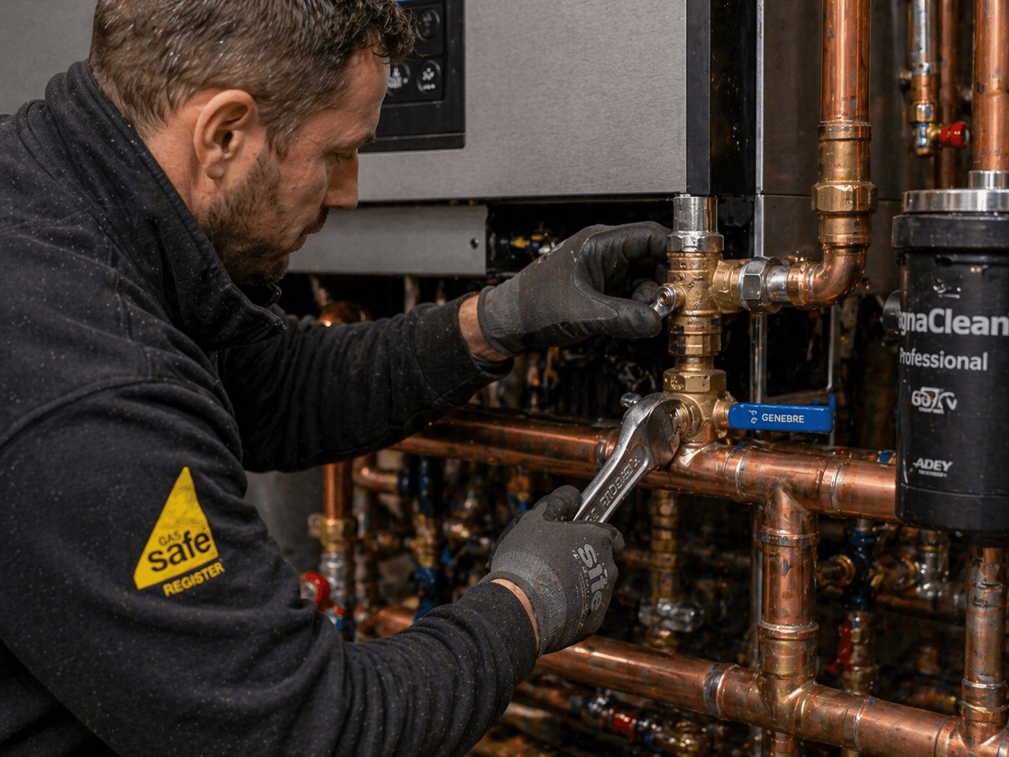 Commercial boiler pipe reconfiguration during replacement project in Haverhill business premises