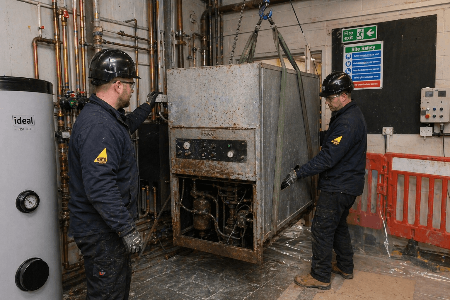 Safe removal process of old commercial boiler by Gas Safe registered engineers in Saffron Walden