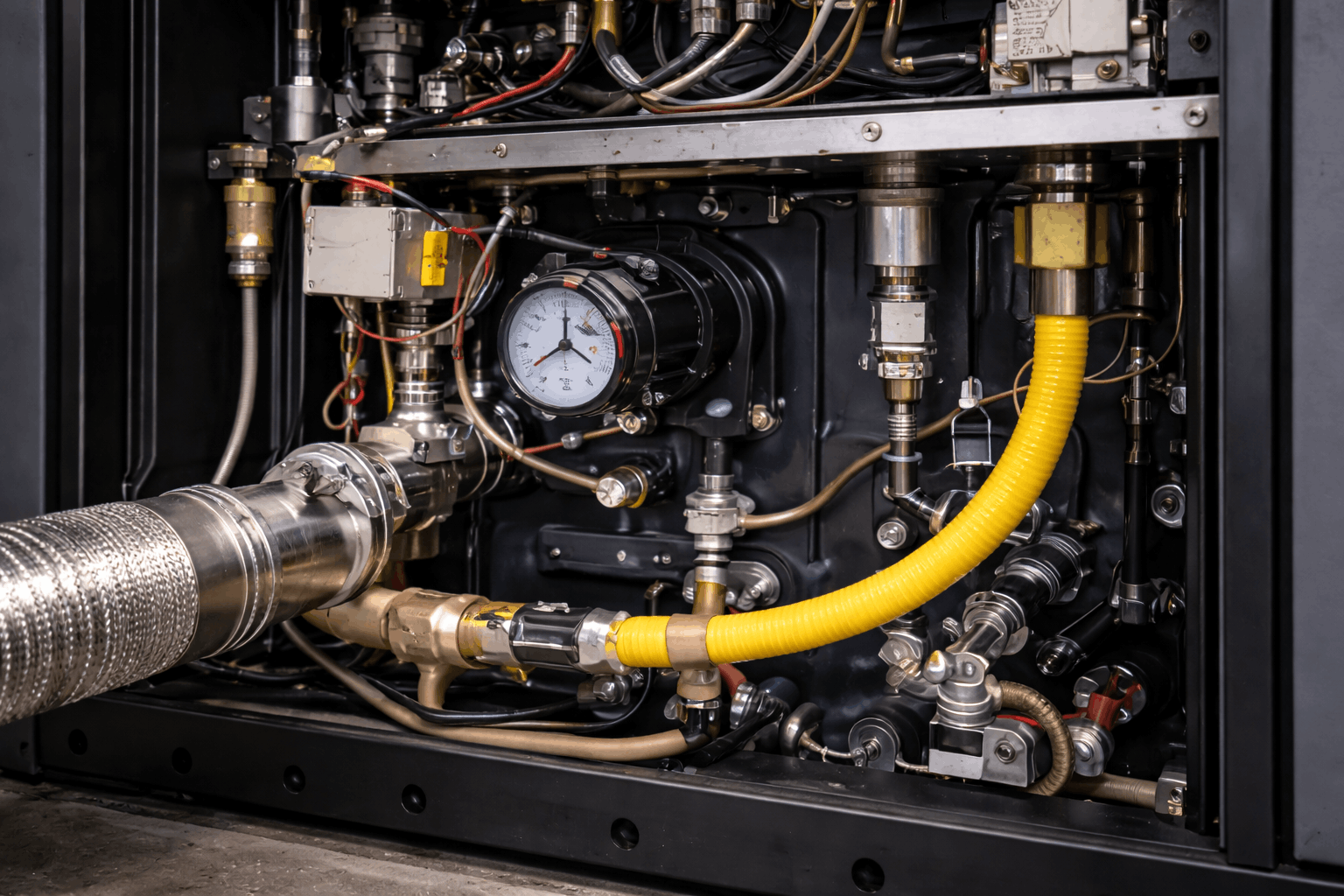 Close-up of commercial boiler pipework and system components during professional repair in Bury St Edmunds