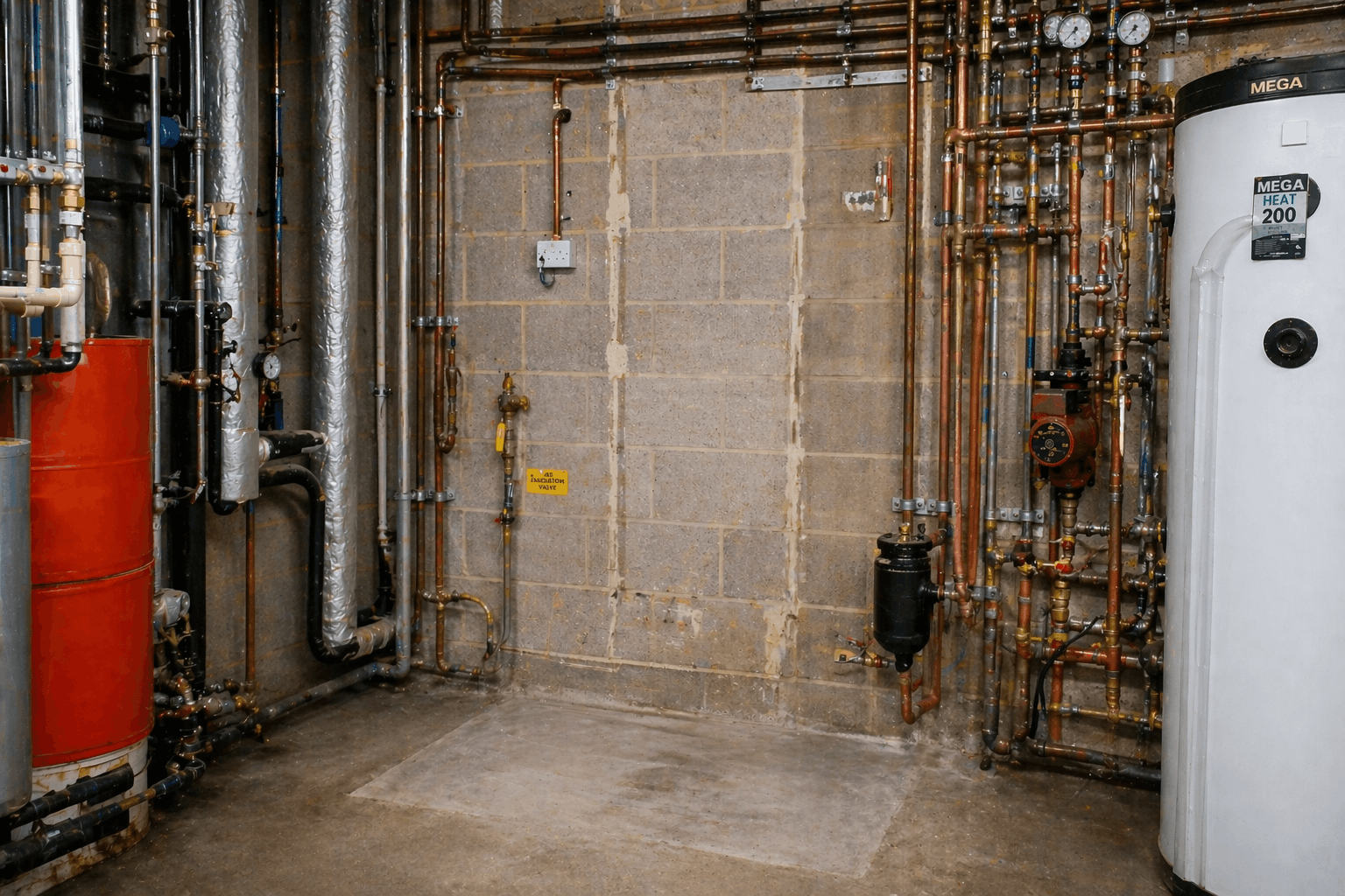 Plant room preparation work for commercial boiler replacement installation in Braintree facility