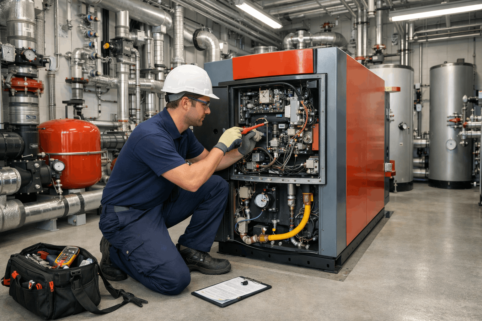 Professional heating engineer providing commercial boiler repair service in Bury St Edmunds