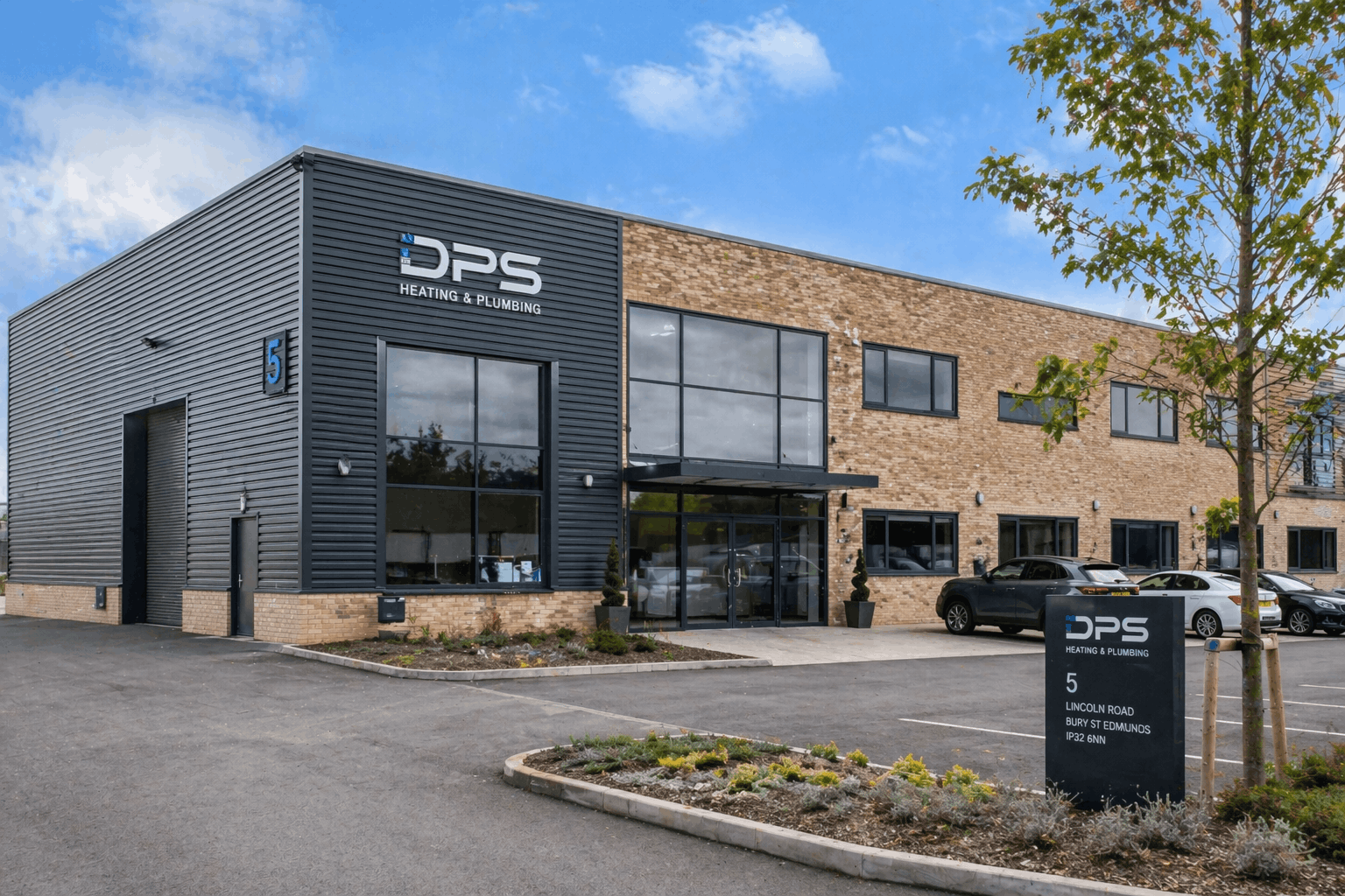 Commercial heating installation site in Bury St Edmunds business park facility
