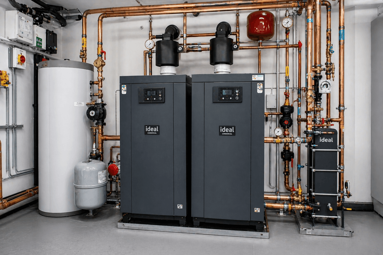 New commercial boiler system installed in Bury St Edmunds plant room by certified heating engineers