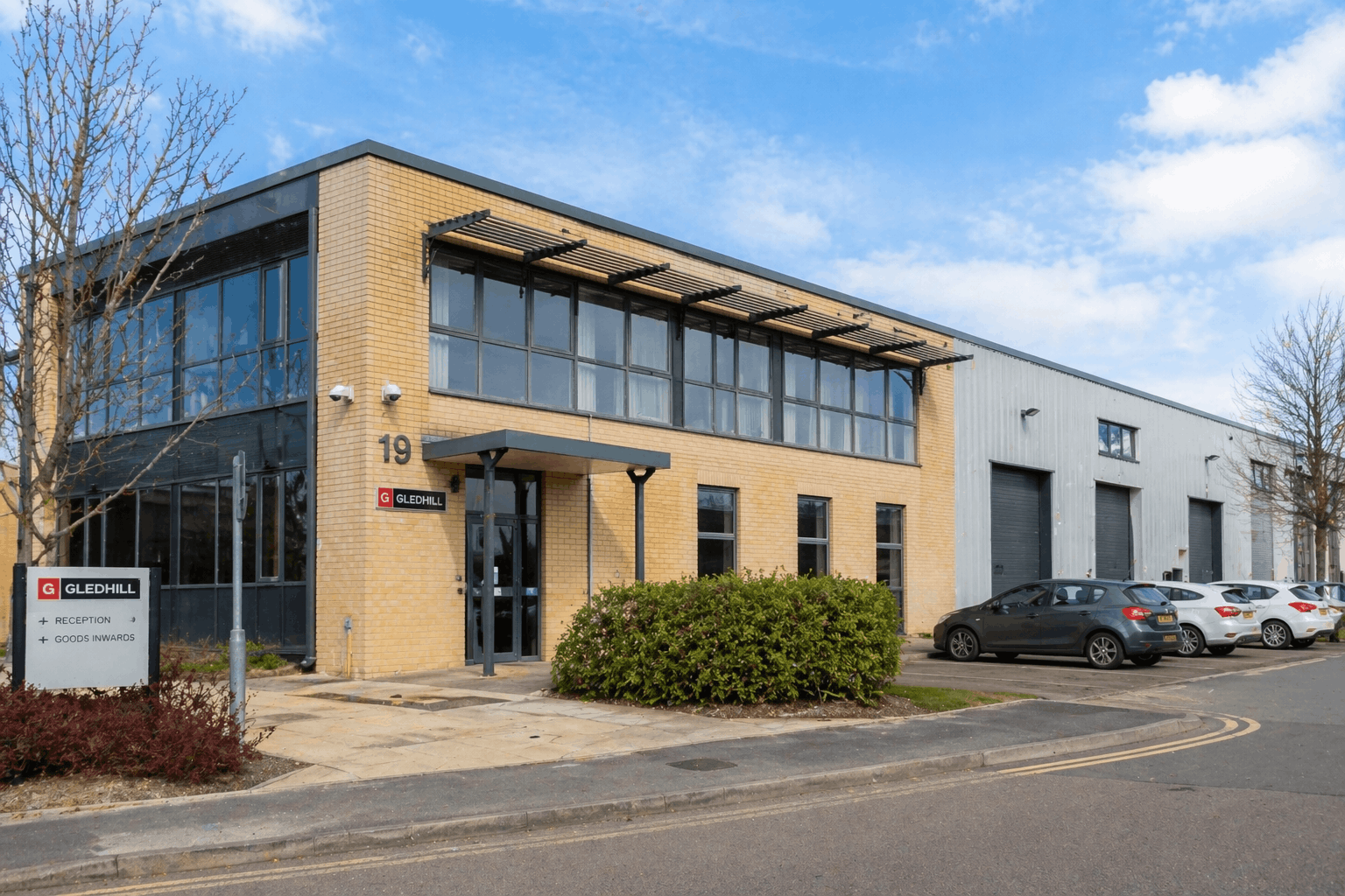 Modern commercial business building in Cambridge requiring professional hot water systems installation