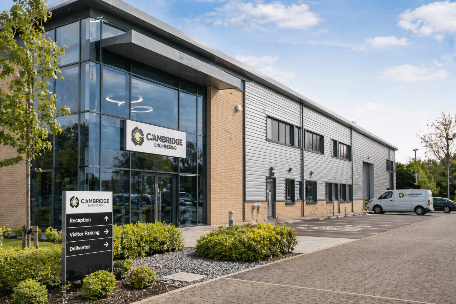 Cambridge commercial property exterior showing business premises where Anglian PHE installed new heating system