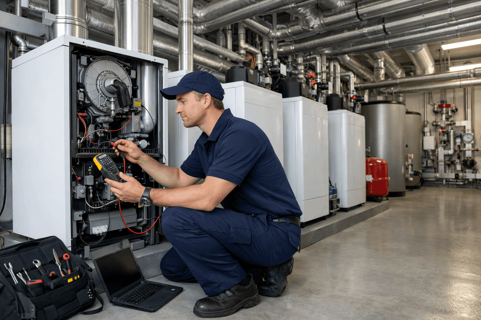 Commercial heating system installation serving Cambridge business premises with modern efficient boiler units