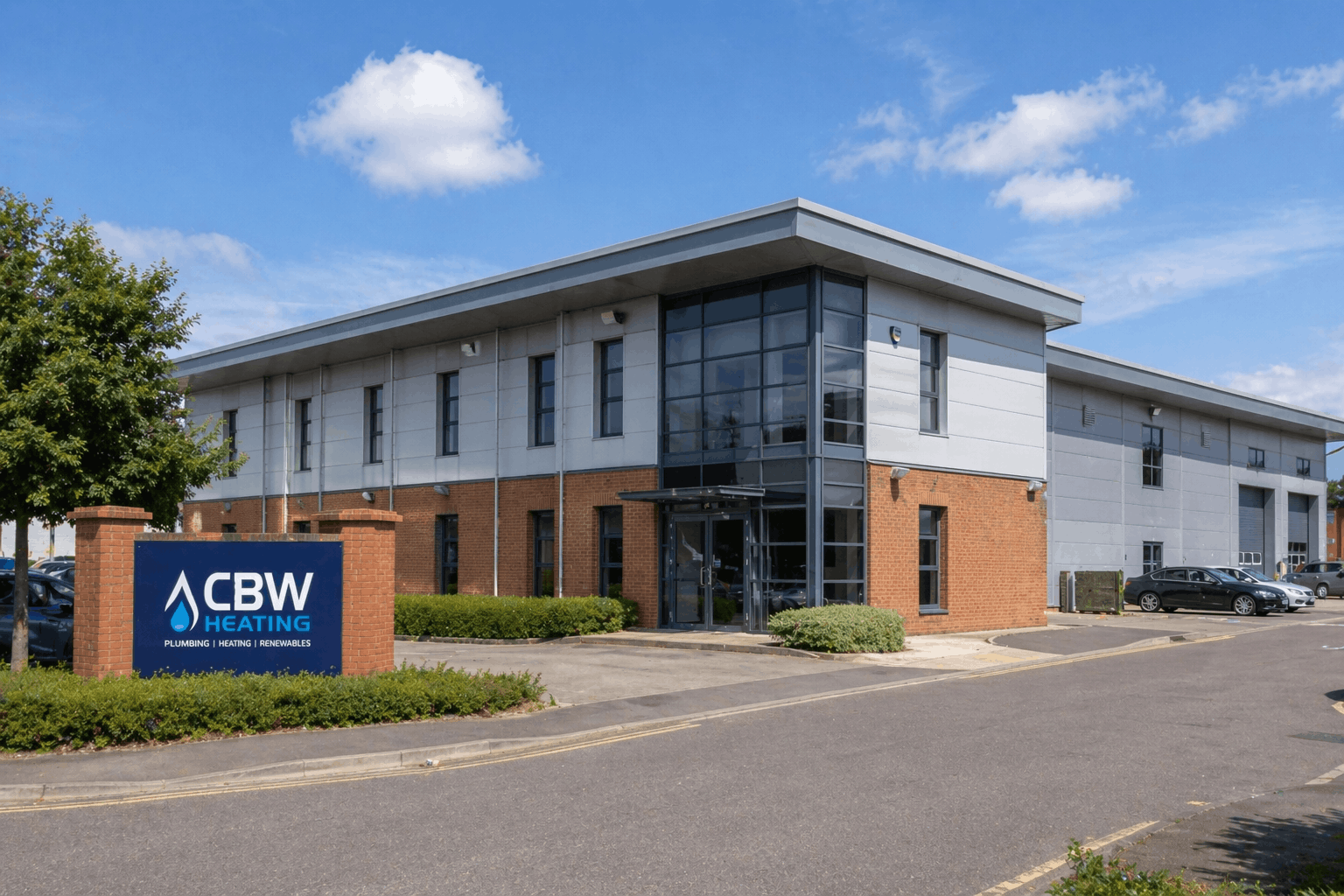 Modern Colchester commercial property exterior requiring commercial hot water systems installation