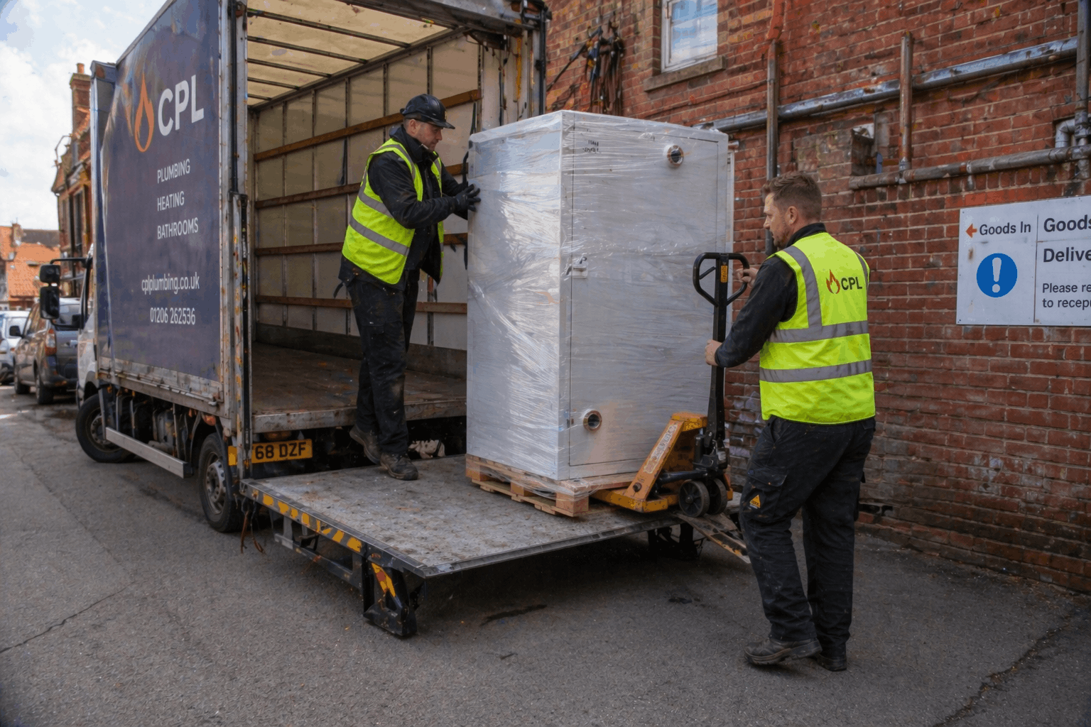 New commercial boiler delivery to Colchester business premises for professional replacement installation