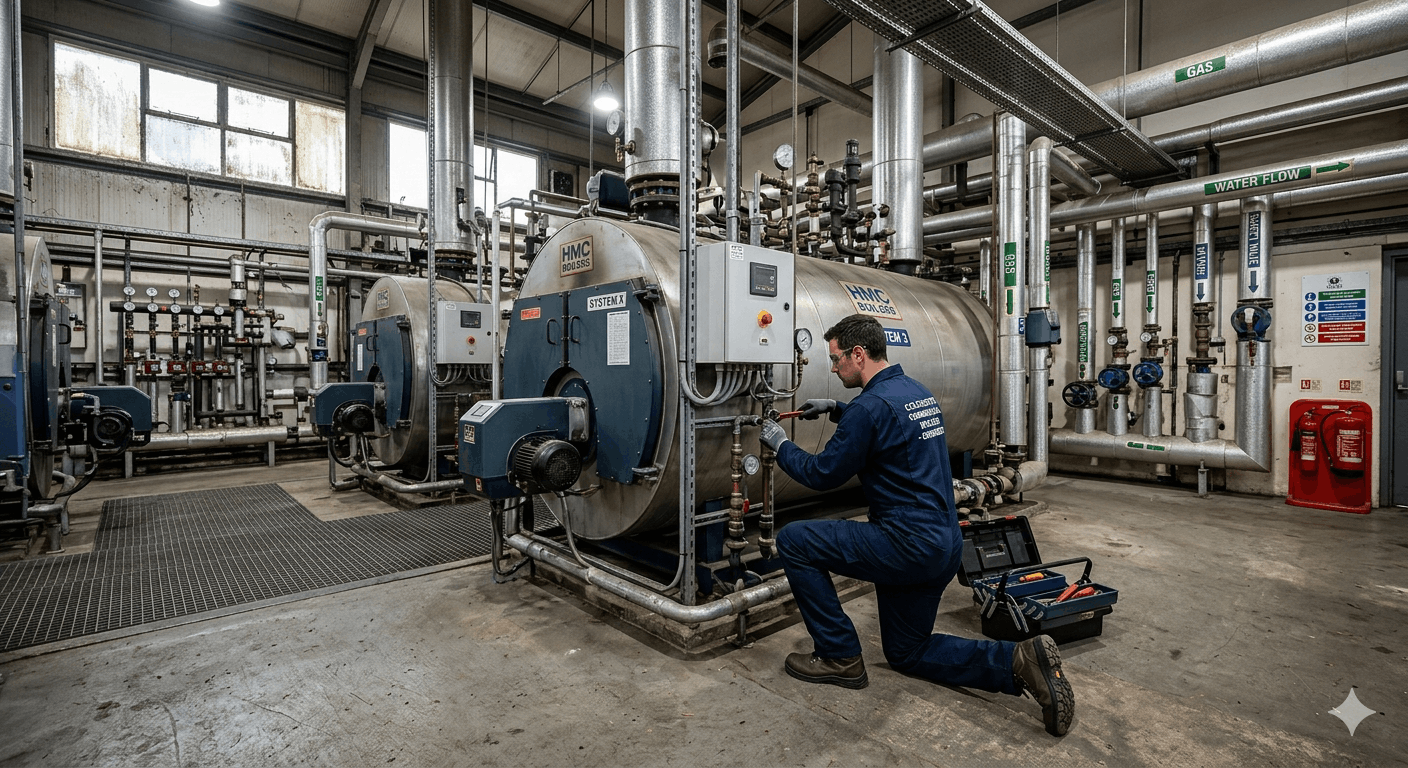 Large commercial boiler system installation in Colchester business premises