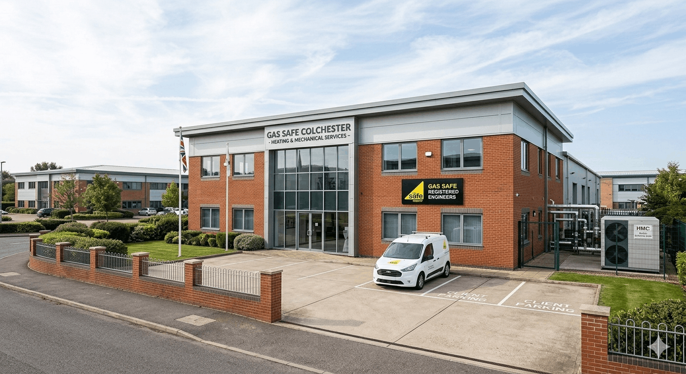 Commercial office building requiring professional heating and boiler services in Colchester