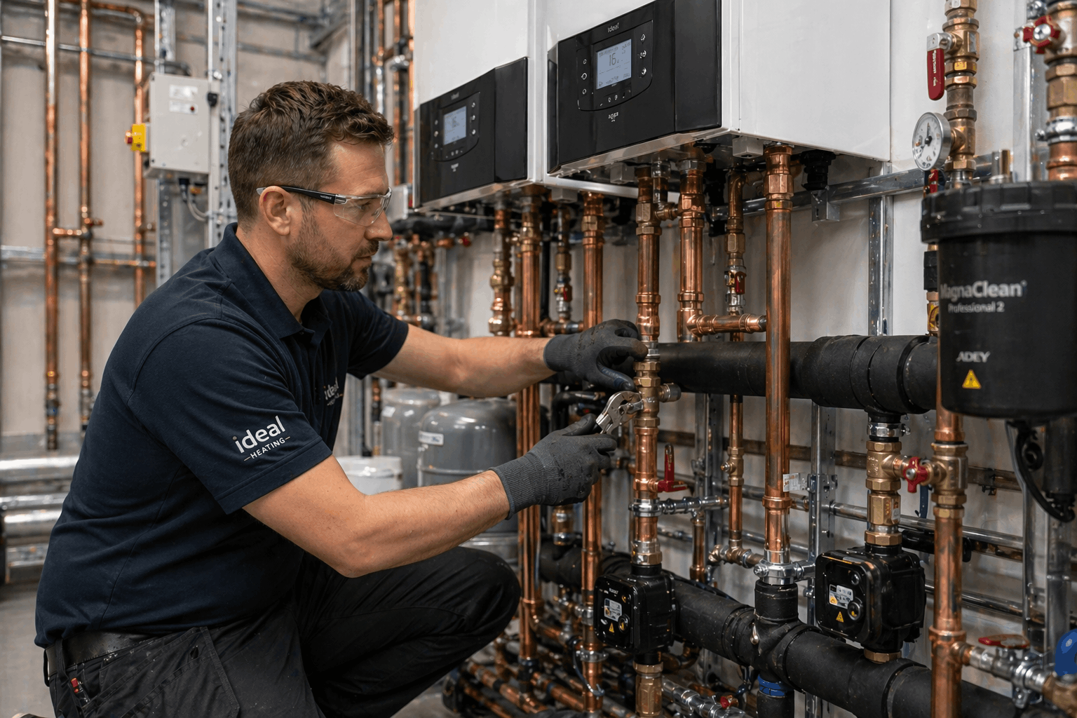 Commercial heating system construction process showing professional installation standards in Newmarket