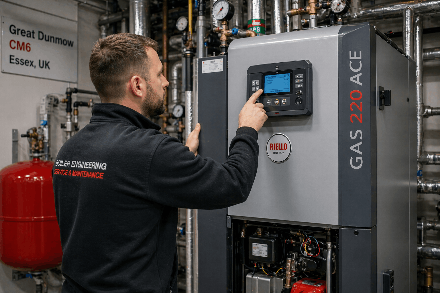 Digital heating control system installation for commercial boiler in Great Dunmow Essex business premises