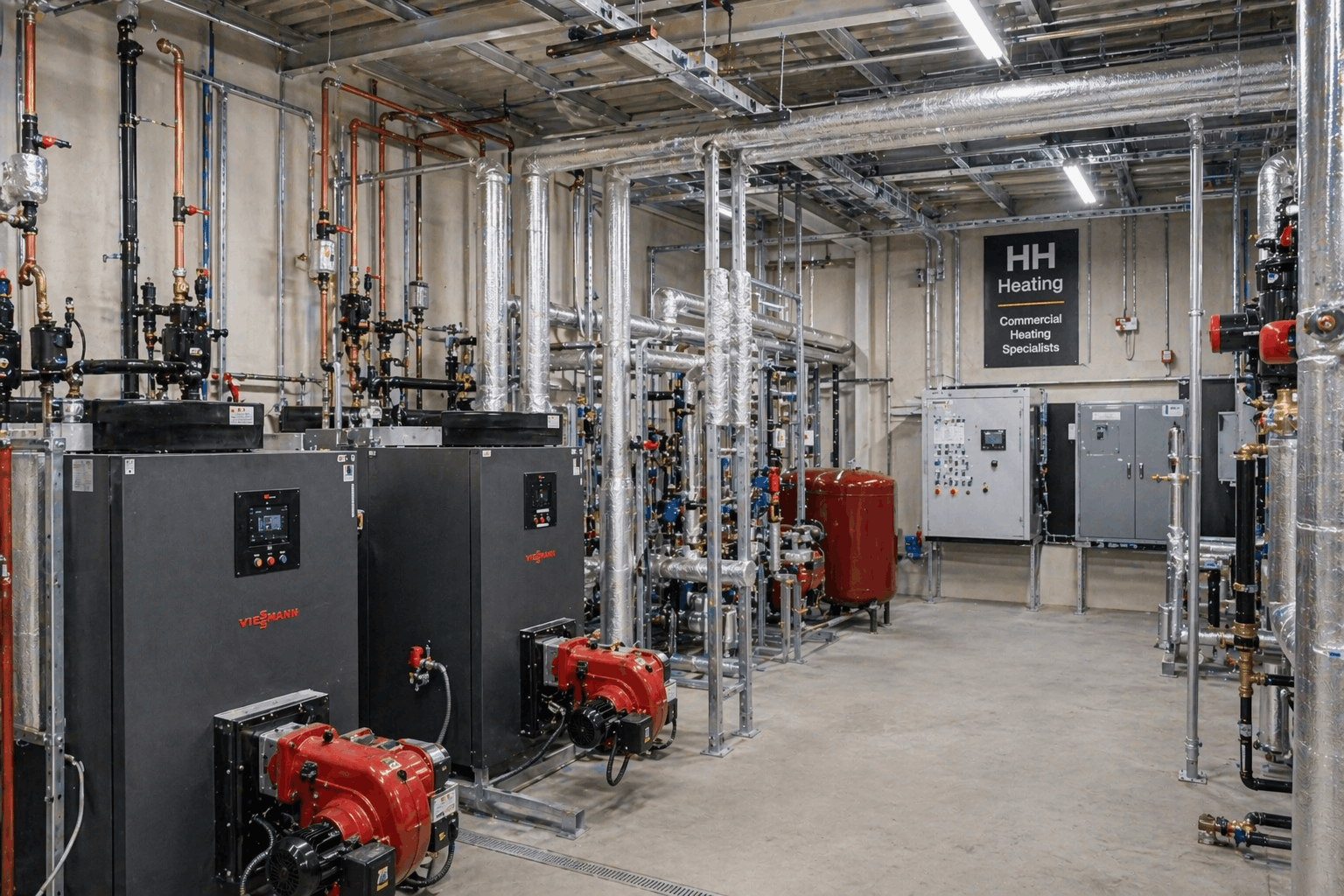 Large-scale commercial heating plant installation for Great Dunmow industrial facility