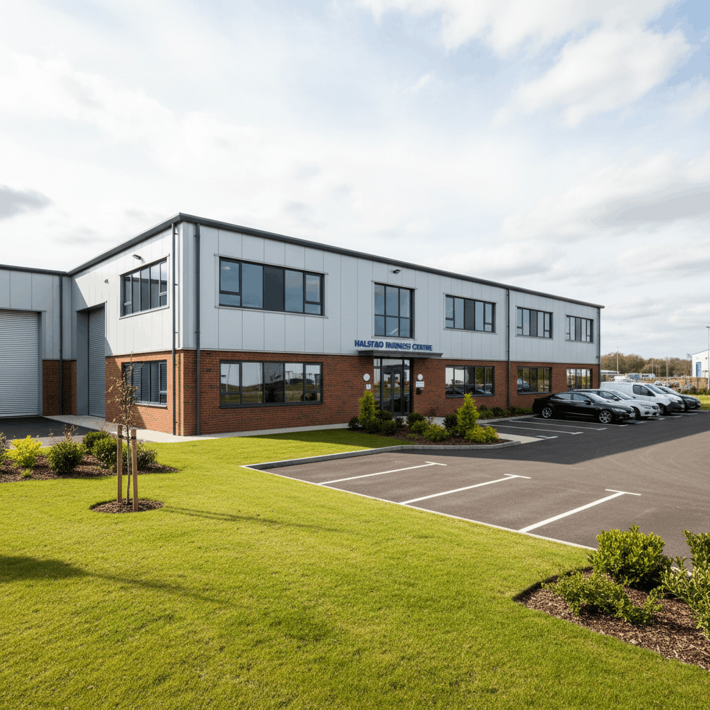 Halstead commercial business premises exterior requiring hot water system installation
