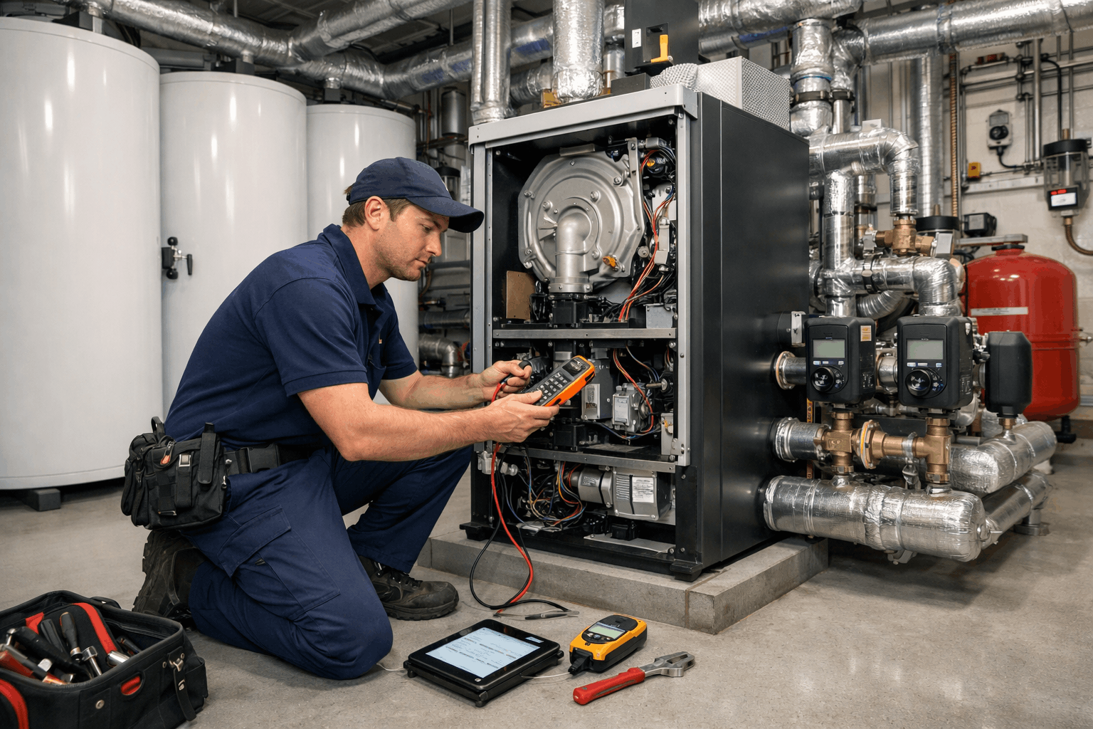 Commercial heating system visual inspection in Halstead industrial facility