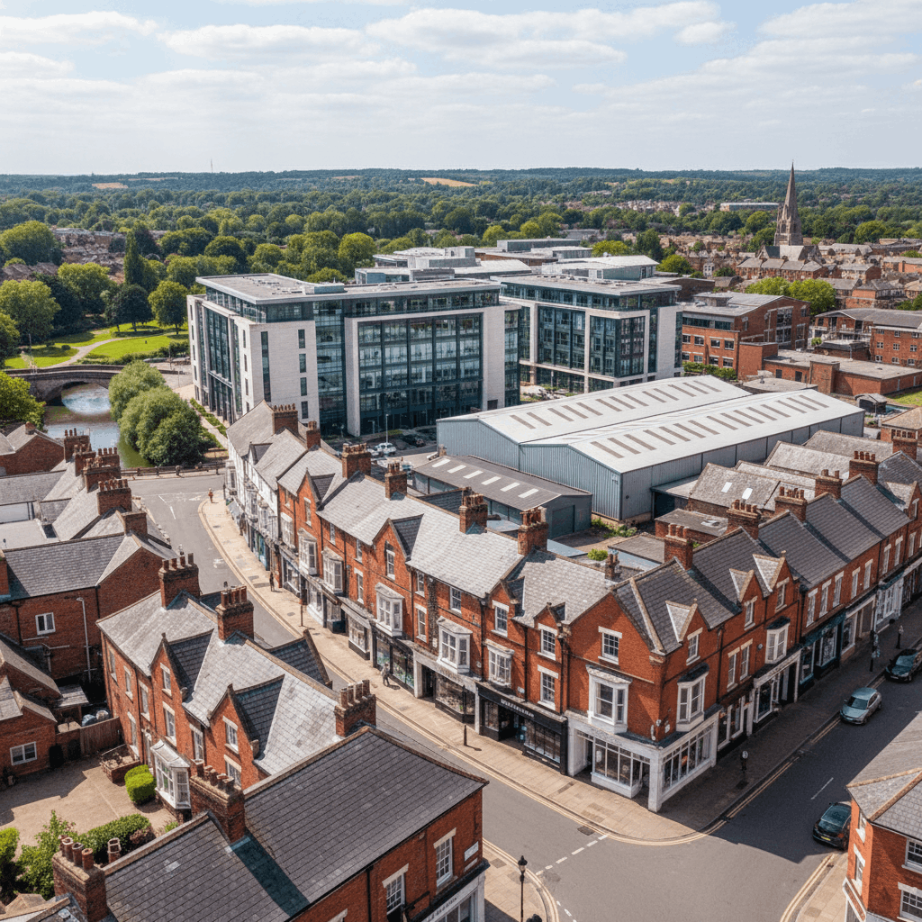 Halstead town centre commercial district view showing businesses we serve