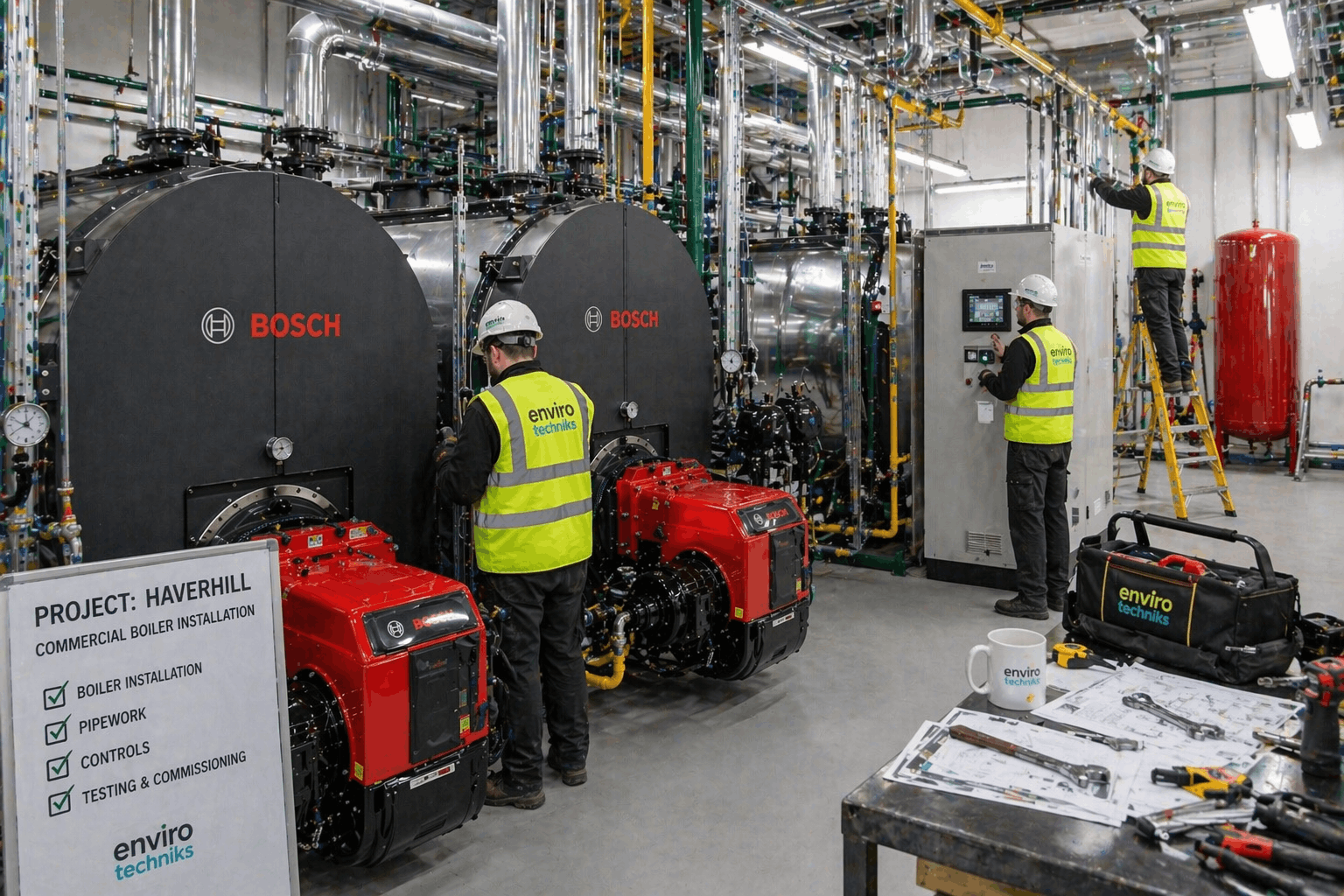 High-efficiency commercial heating system installation in Haverhill commercial property