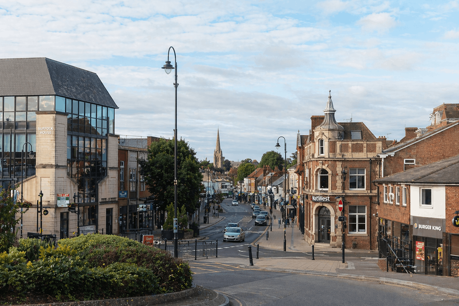 Haverhill town centre commercial building where Anglian PHE completed boiler installation