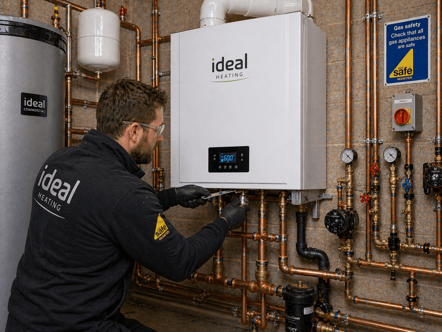 Professional installation of replacement commercial heating system by certified engineers in Great Dunmow