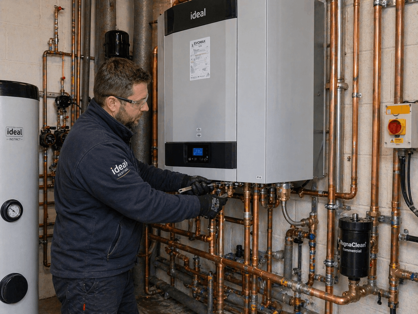 New commercial heating system replacement installation in progress at Saffron Walden commercial property