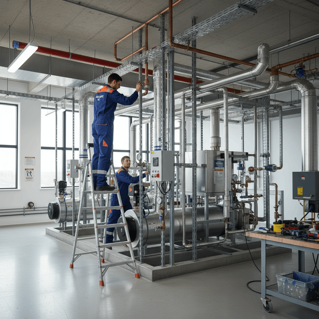 Industrial capacity hot water cylinder fitted for Halstead manufacturing facility