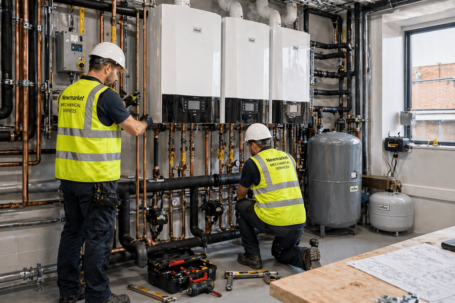 Completed commercial boiler installation project at Newmarket business location