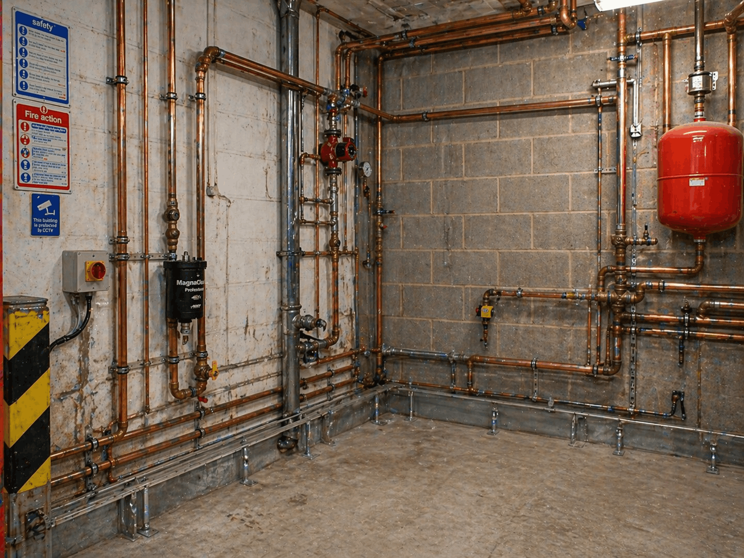 Newmarket commercial boiler room preparation showing layout planning before replacement installation begins