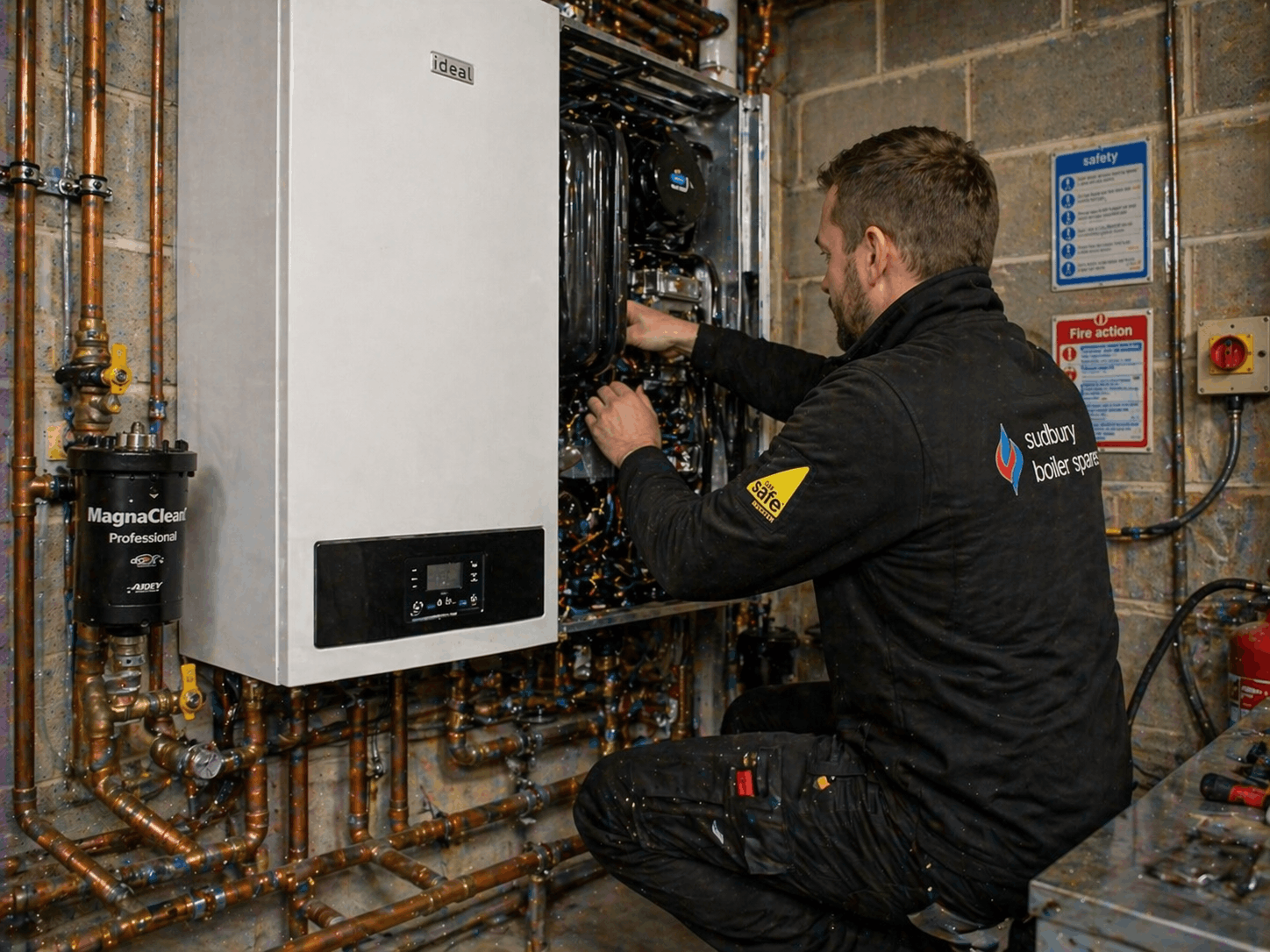 Modern commercial boiler replacement installed and commissioned in Newmarket business facility by Gas Safe engineers