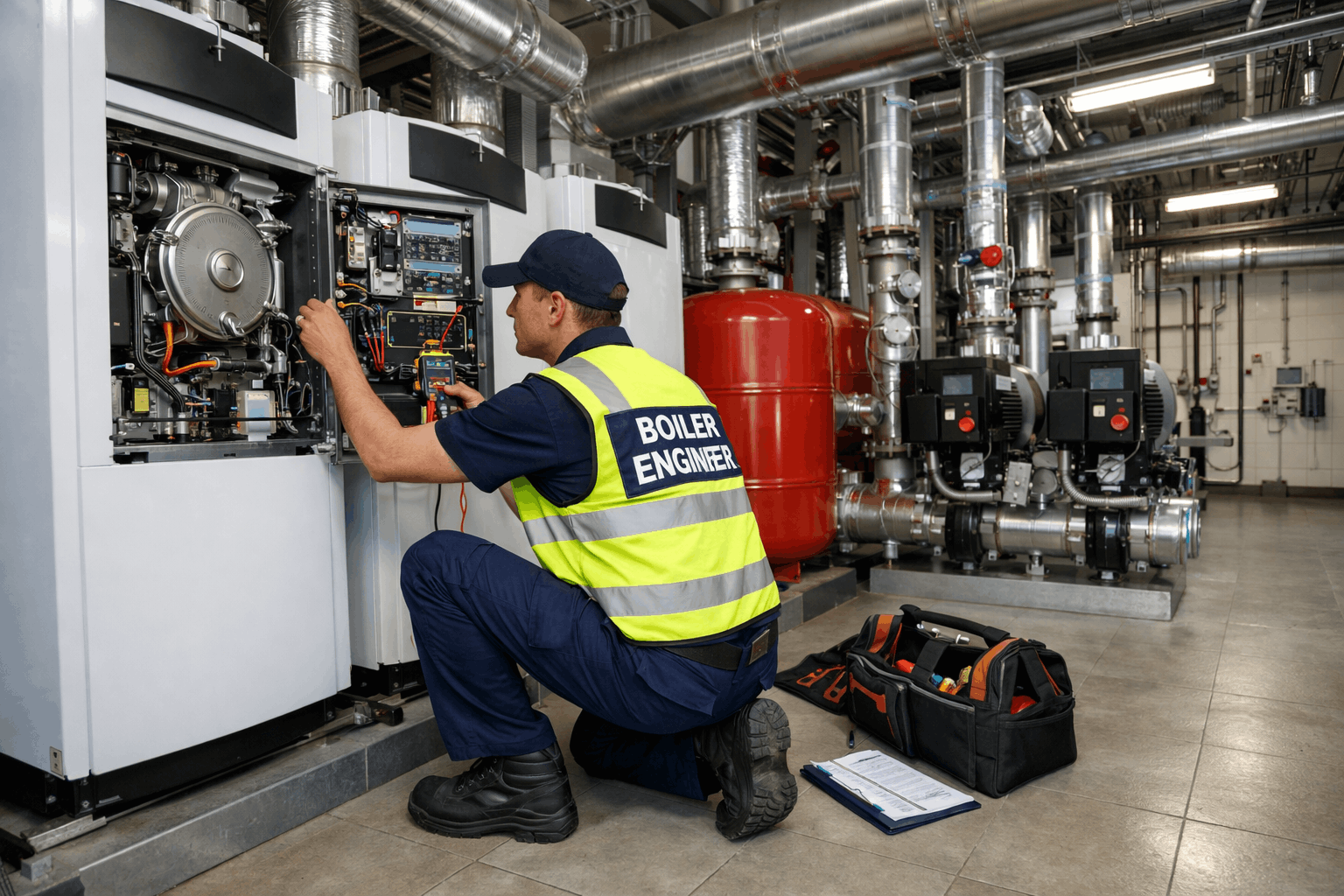 Newmarket heating engineer showcasing commercial boiler repair expertise and professional equipment