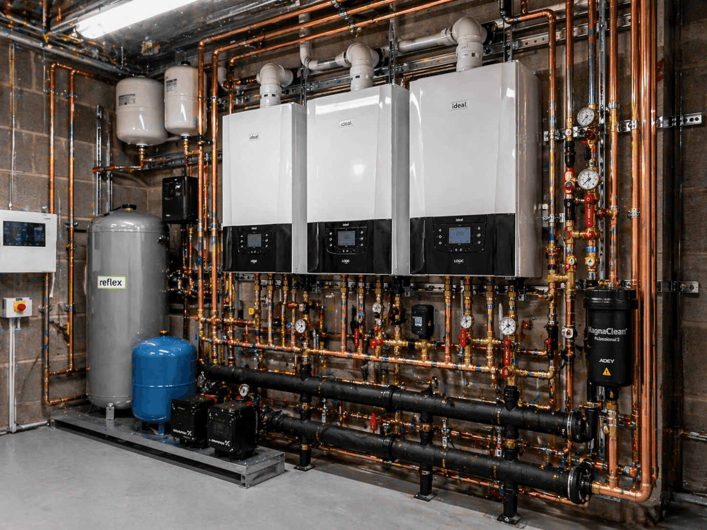 Newly installed commercial boiler system in Newmarket showing completed professional installation