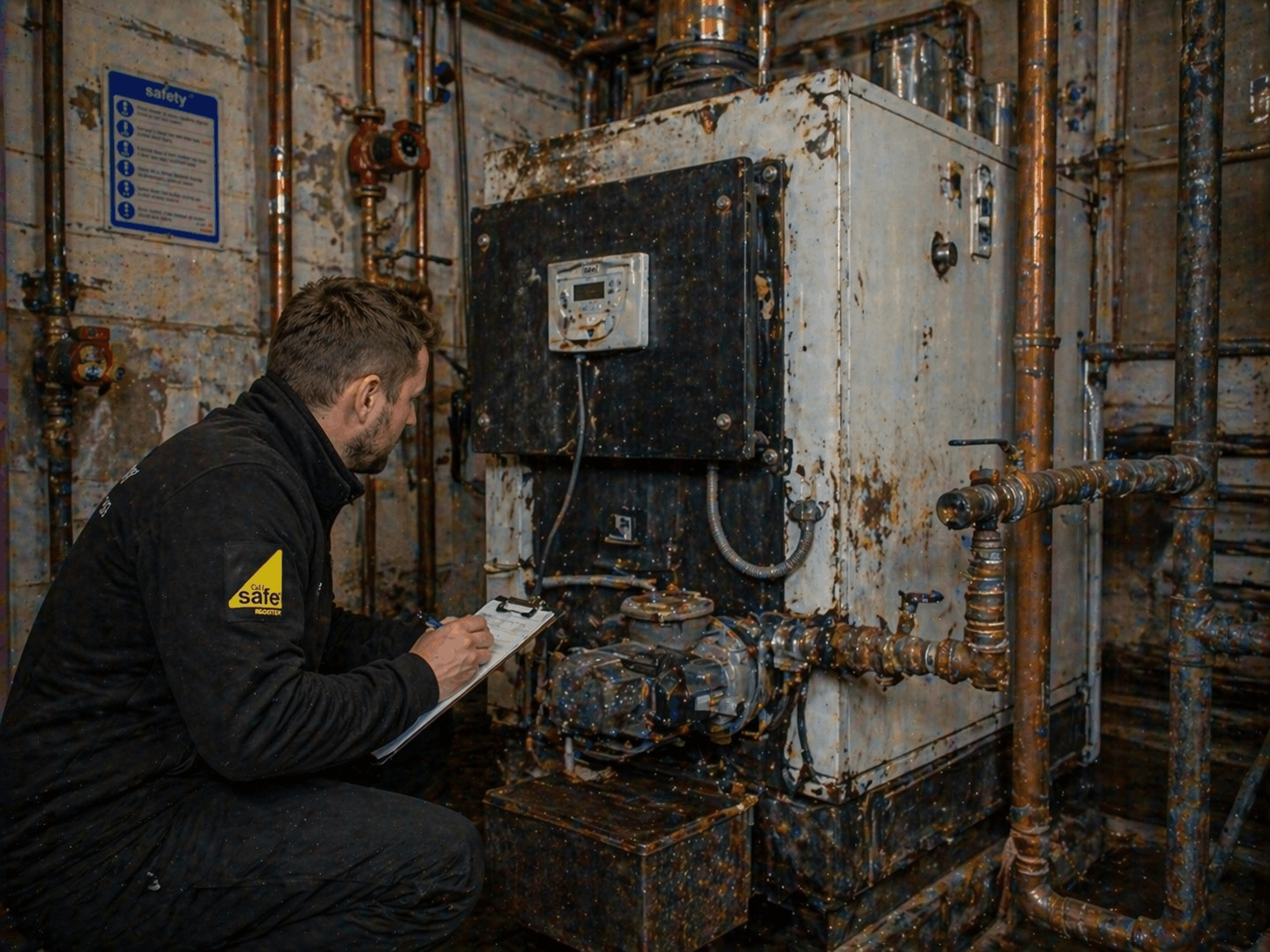 Outdated commercial heating system being assessed and reviewed for replacement in Newmarket business premises