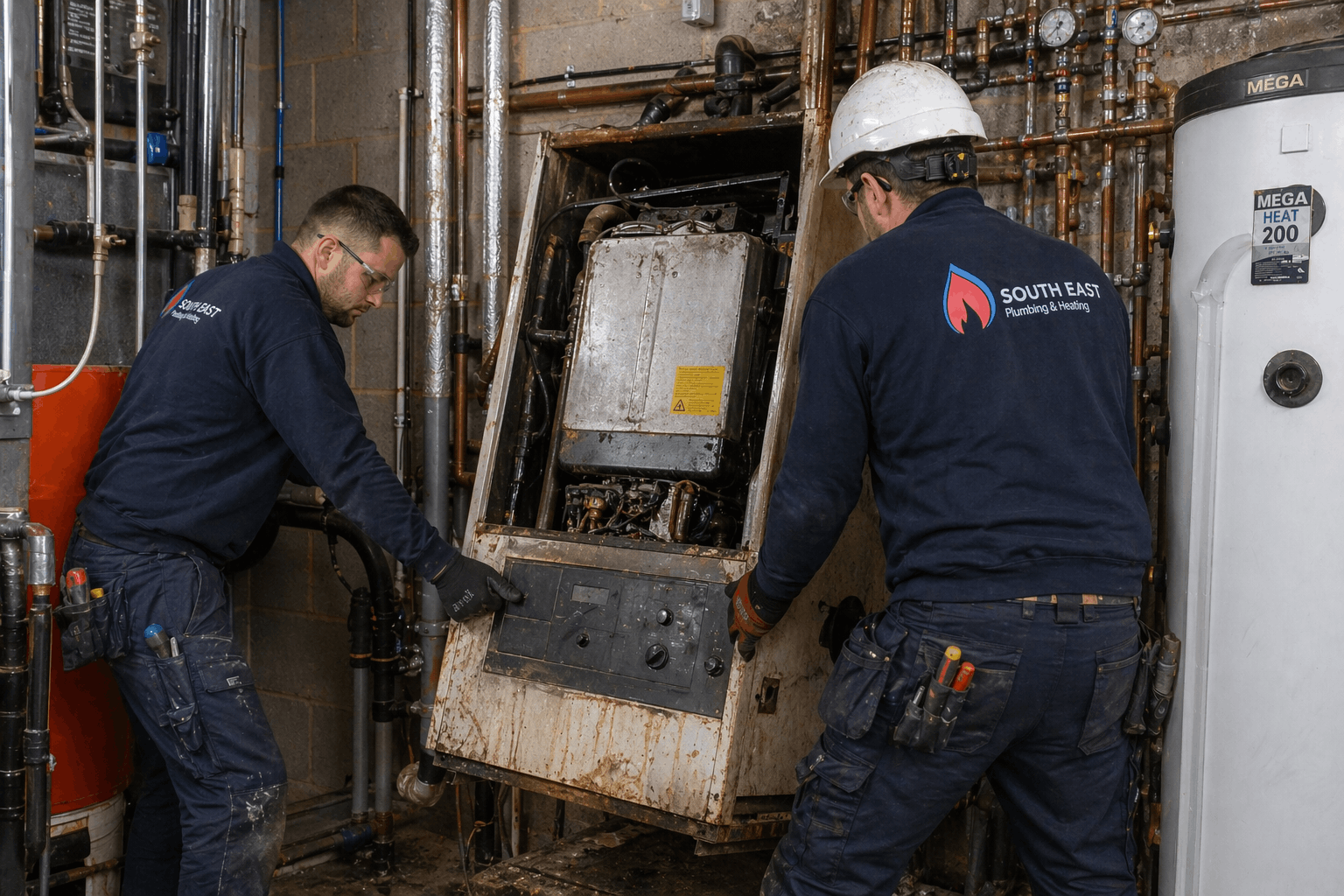 Safe removal process of old commercial boiler by Gas Safe registered engineers in Braintree