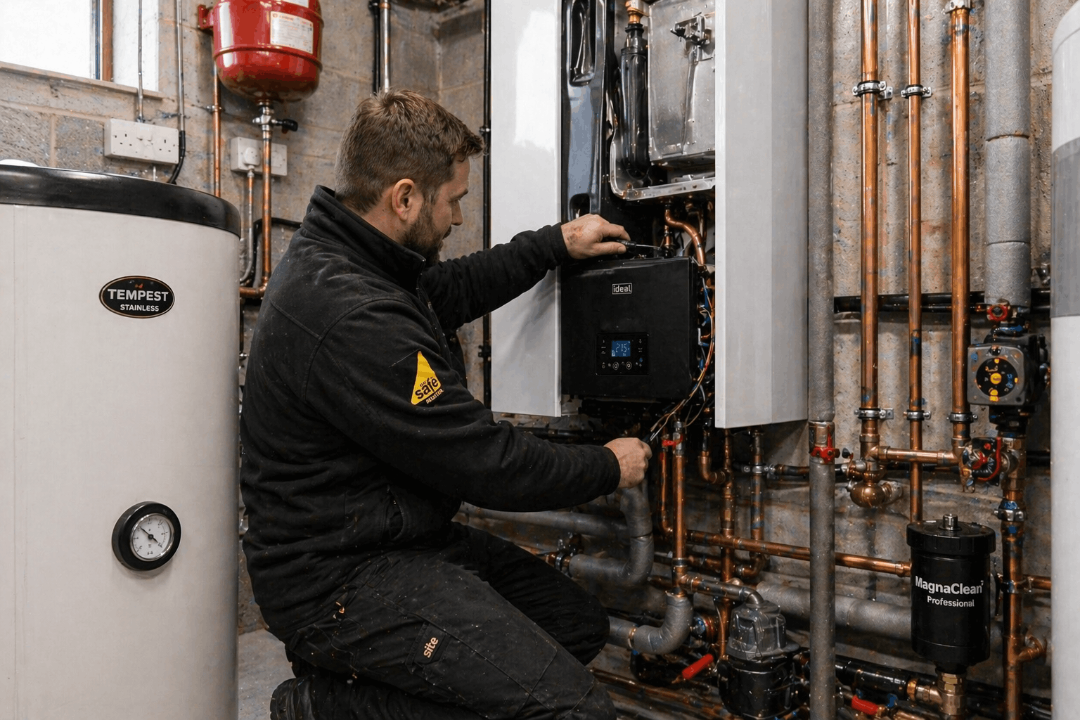 Completed commercial boiler replacement installation showing modern efficient system in Saffron Walden