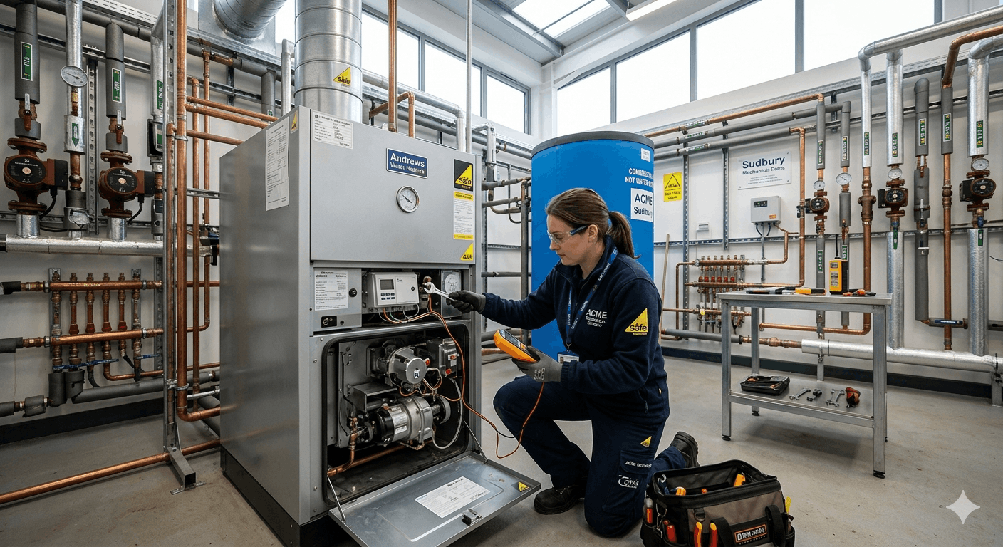 Modern commercial hot water system installation completed for Sudbury business client